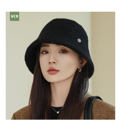 Chapéu Bucket Feminino Outono Inverno Lã Aba Larga Quebra-Sol Bob Cap Manter Quente Casual Vintage Acessórios de Chapéu Feminino