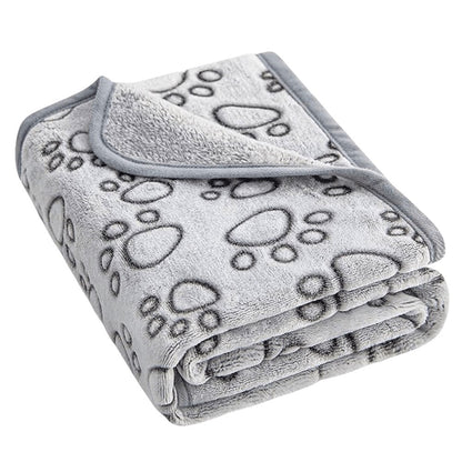 Colchonete de Flanela com Estampa de Patas para Cães e Gatos, Manta Macia e Quente Lavável para Sofá, Cama e Assento de Carro