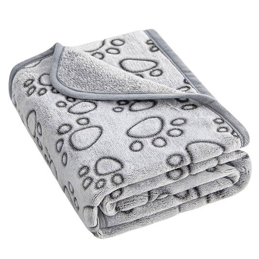 Colchonete de Flanela com Estampa de Patas para Cães e Gatos, Manta Macia e Quente Lavável para Sofá, Cama e Assento de Carro