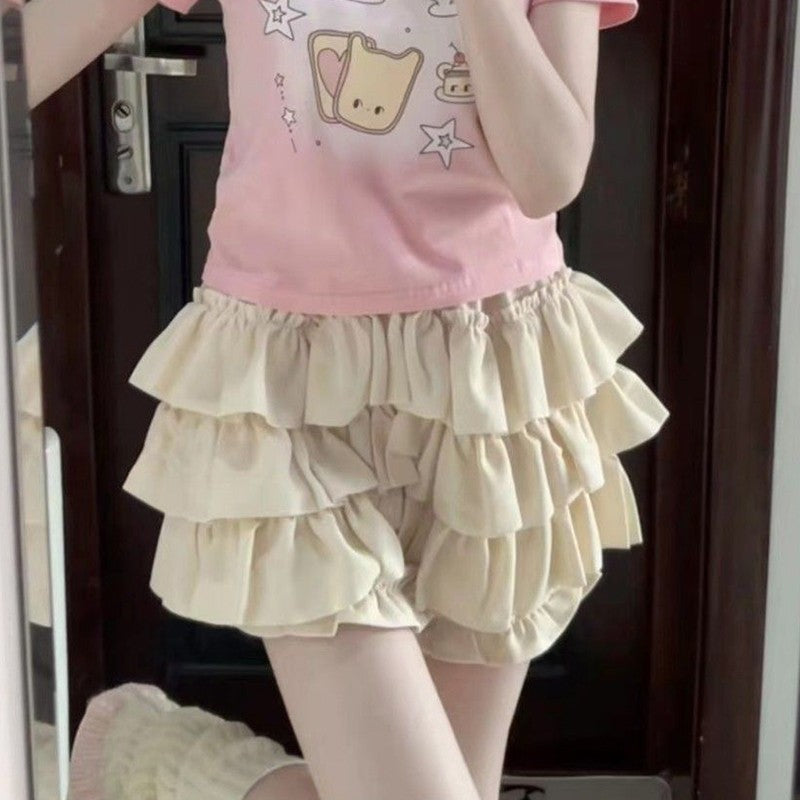 Gidyq High Waist Women Mini Skirts Summer Korean Fashion Ruffle Ball Gowns Skirts Casual Female All Match Cute A Lien Skirt New