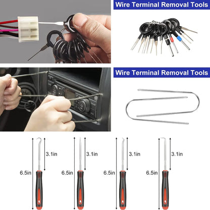 Conjunto de 43 Peças de Ferramentas para Remoção de Painel de Carro, Clipes de Fixação, Ferramenta de Remoção de Terminal de Fixação, Kit Pé de Cabra com Cabo Redondo para Carro/Rádio
