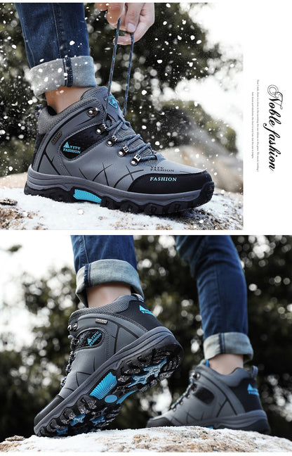 Botas de Neve Masculinas de Inverno Impermeáveis de Couro Tênis Super Quentes Botas Masculinas Botas de Caminhada ao Ar Livre Sapatos de Trabalho Tamanho 39-47