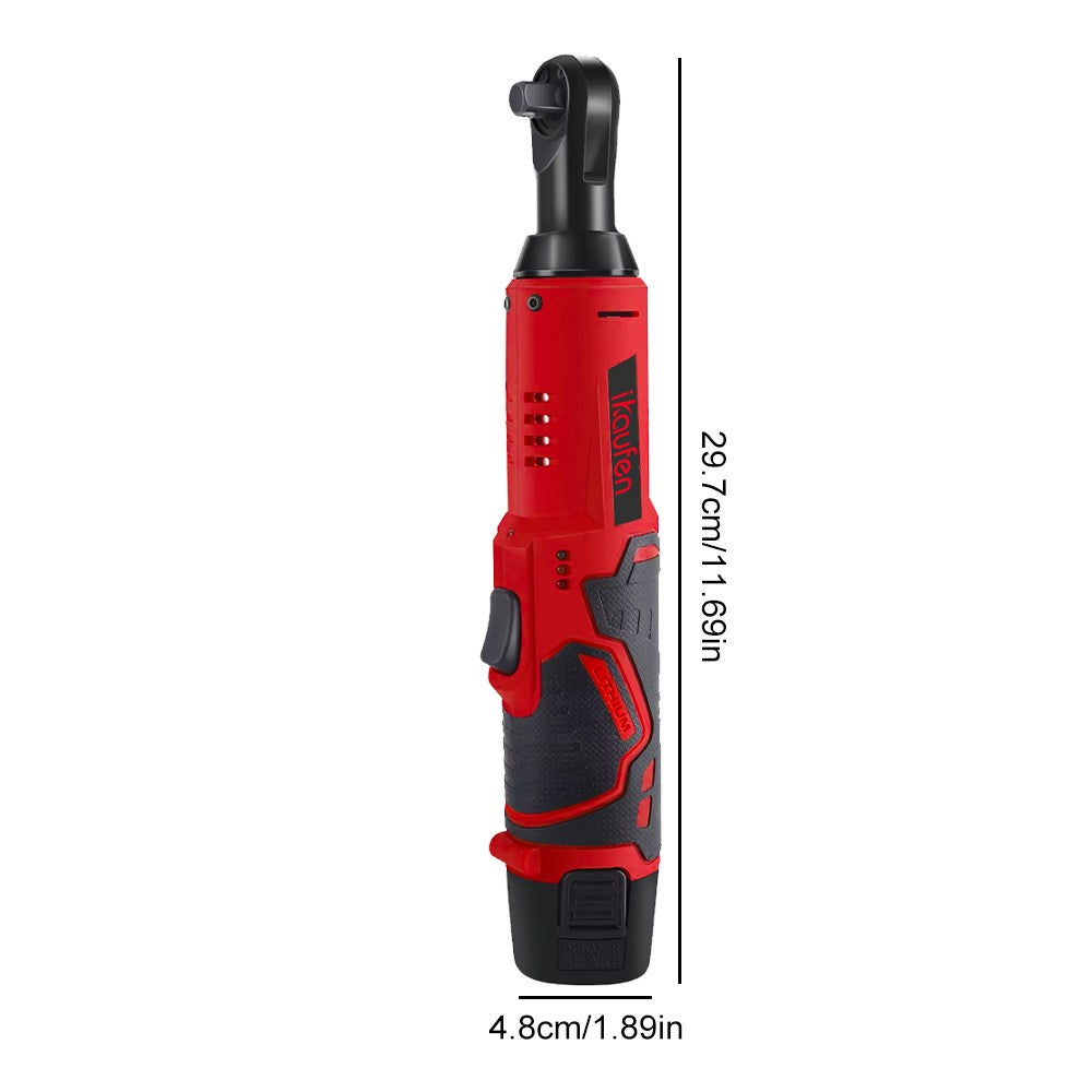 Chave Elétrica Sem Fio 12V, Chave de Catraca 3/8 Polegadas, Ferramenta de Reparo Automotivo para Remover Parafusos e Porcas, Chave de Ângulo Reto