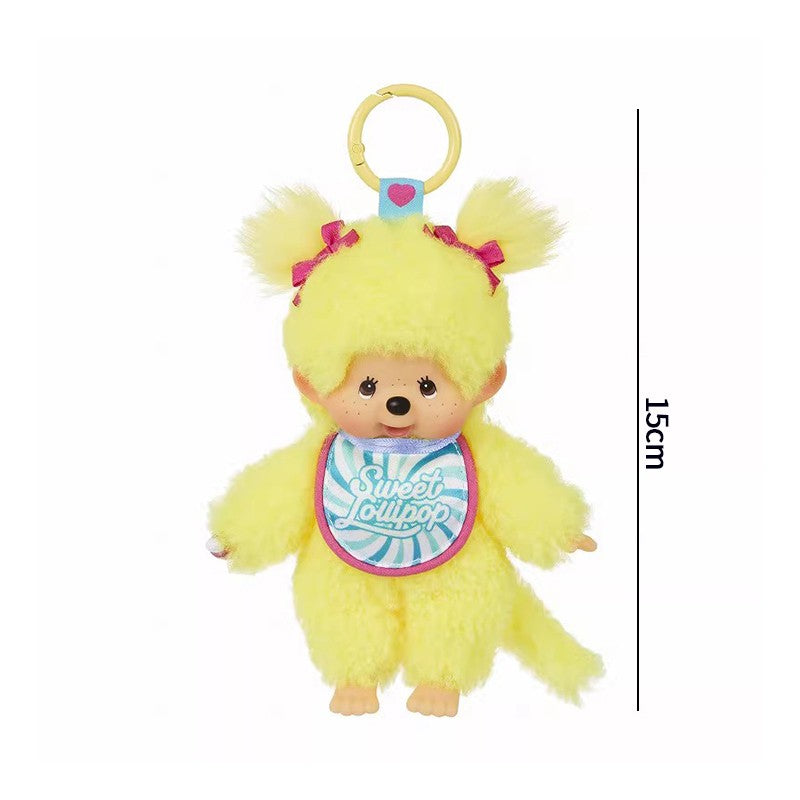 Kawaii Monchichi Doll Figure Keychain Furry Chimutan Monchhichi Figurines Hanger Pendant Bags Charm Accessories Small Gift
