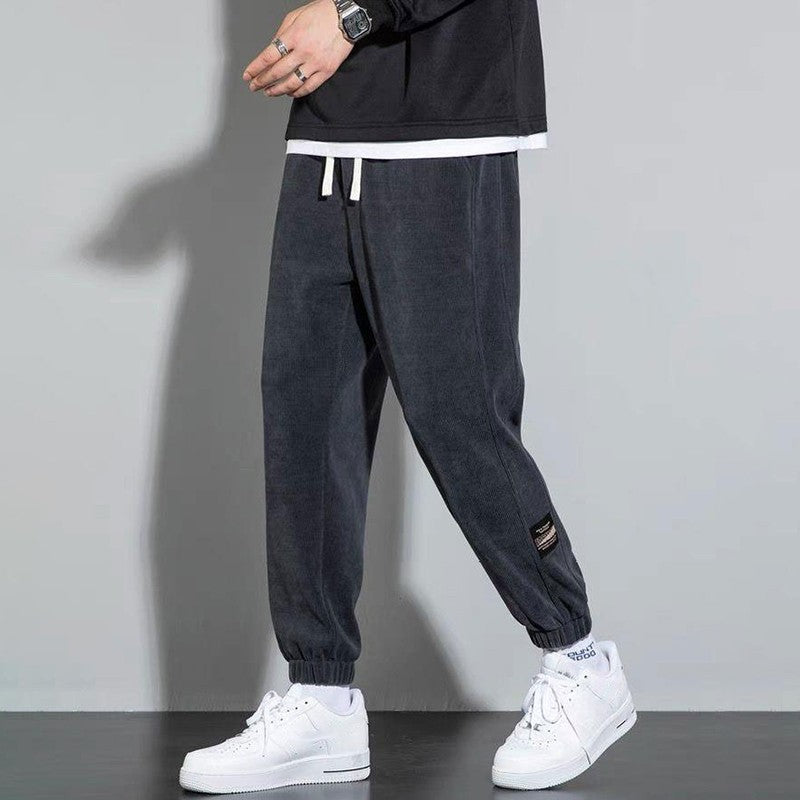 Calça Masculina Moletom Tech Fleece Bordado Sarja Folgada Jogger Calça Harem Masculina Outono Casual Calça Térmica Esportiva Solta