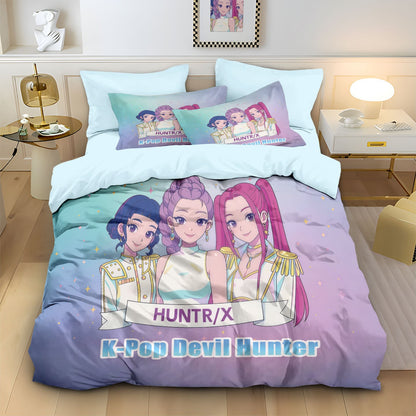 Kpop Demon Hunters Huntrix Bedding Set - Single to King Size, Anime Print Duvet Cover Sets for Adult Bedrooms