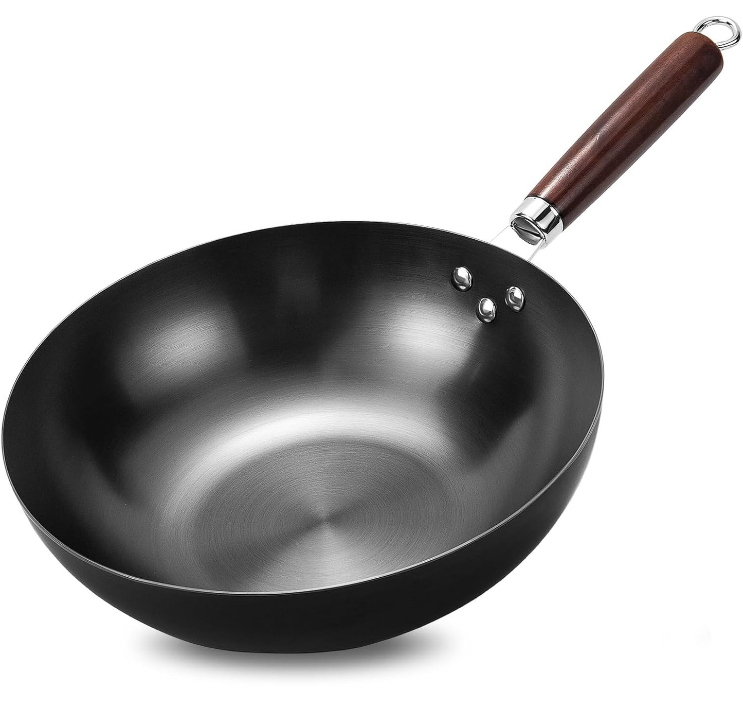 Flat Bottom Wok Pan 32cm Skillet Iron Stir Fry Pans Non-stick Cooking Pan for Electric Induction Cooktops Woks