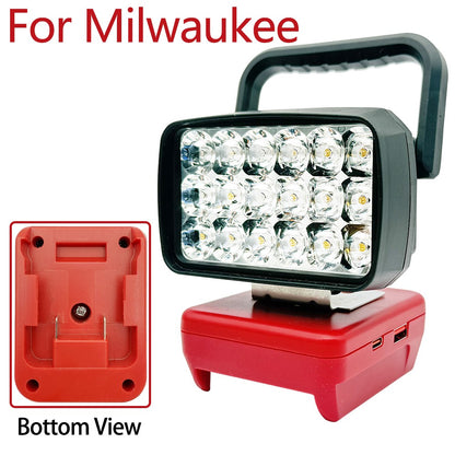 Para Makita Para Milwaukee Para Dewalt Para M18 Para Bosch Bateria de Lítio Estojo Banco de Potência USB Lanternas Holofote Luzes de Trabalho Lâmpada