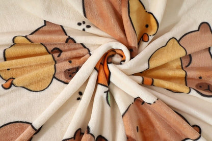 Cartoon Capybara Blanket Warm Flannel Nap Blanket Soft Comfortable Pillowcase Sofa Bed Sleeping Blanket Bedspread Girl Soft