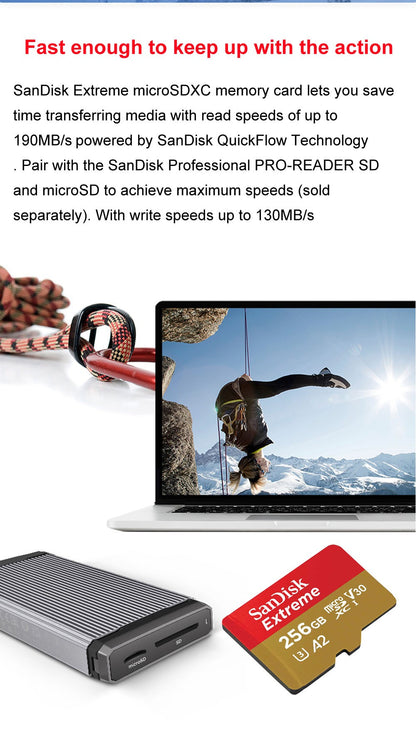SanDisk Extreme PRO Memory Card 512GB Micro SD Card SDXC UHS-I 128GB 256GB 64GB U3 C10 V30 A2 4K TF Flash Card Adapter for DJI