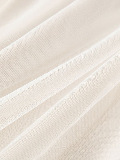 DUSHU Three-color Ruffled Mesh Skirt Women Pleated Mesh Straight Skirt Fairy Retro Gothic Cool Girls Elastic Waist Loose Fit