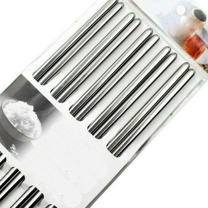 1/5 Pair Portable Metal Chopsticks Non-slip Stainless Steel Chop Sticks Reusable Food Sticks Sushi Baguette Tableware Tool