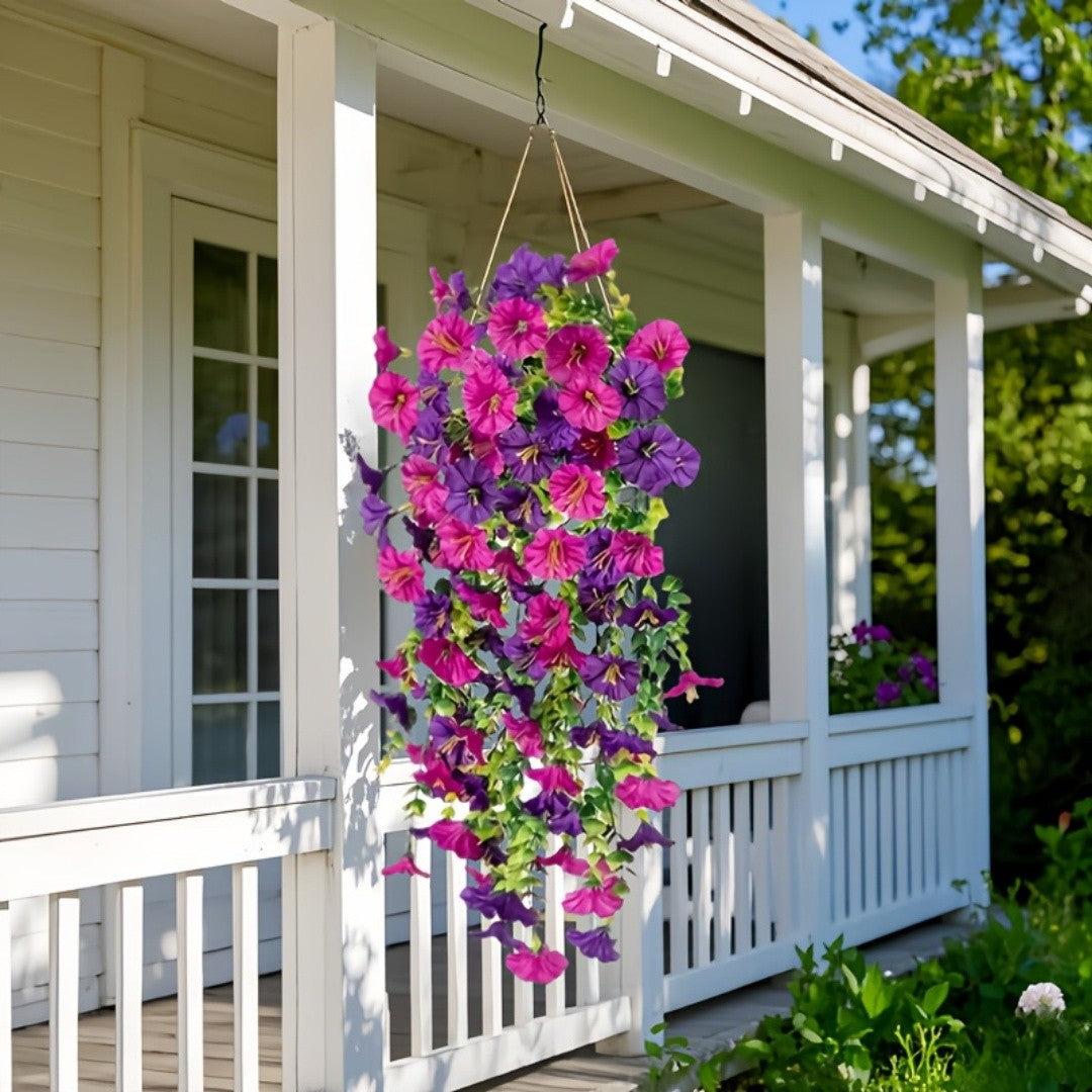 2pcs Artificial Hanging Flowers UV-Resistant Fake Plants Hanging Rattan Perfect for Home Garden Weddings Versatile Outdoor Decor