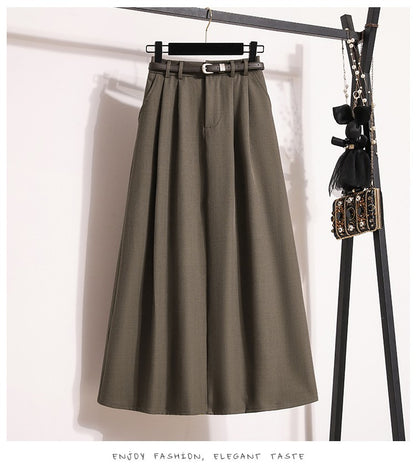 2025 Plus Size Skirts for Women Autumn Elegant Solid Women's Wrap Umbrella Skirts Korean High Waisted Suit Pleated Skirt
