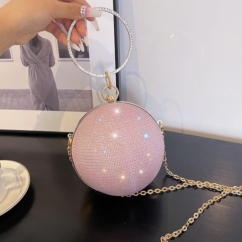 Women's Crystal Ball Clutch Bag Shiny Round Elegant Dinner Party Purse Luxury Female Party Handbags