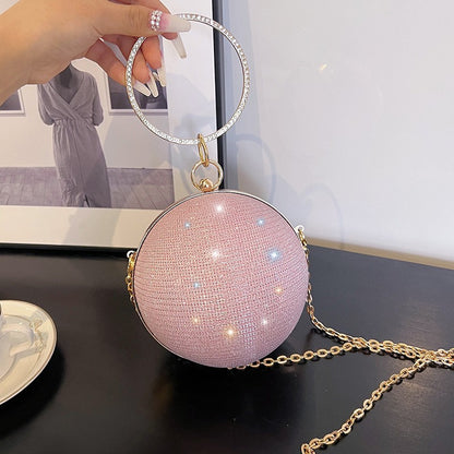 Women's Crystal Ball Clutch Bag Shiny Round Elegant Dinner Party Purse Luxury Female Party Handbags