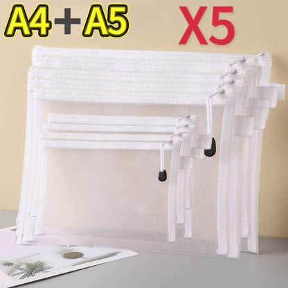 1-12pcs Mesh Zipper Pouch Student Waterproof Zip File Bag Makeup Bag School Office Supplies Miscellaneous Storage Organizer