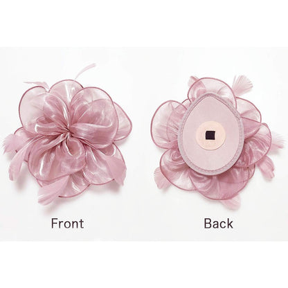 Novo Chapéu Fascinator de Organza Feminino com Flor de Pena Kentucky Derby Cocar Chapéu Pillbox para Casamento Chá da Tarde Acessórios de Cabelo com Clipe