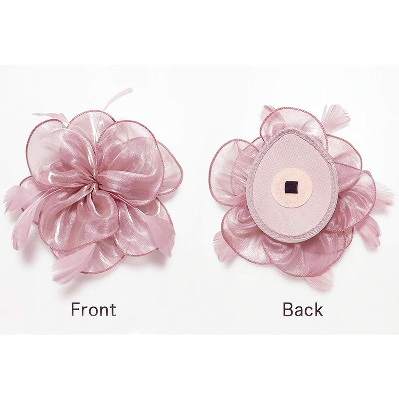 Novo Chapéu Fascinator de Organza Feminino com Flor de Pena Kentucky Derby Cocar Chapéu Pillbox para Casamento Chá da Tarde Acessórios de Cabelo com Clipe