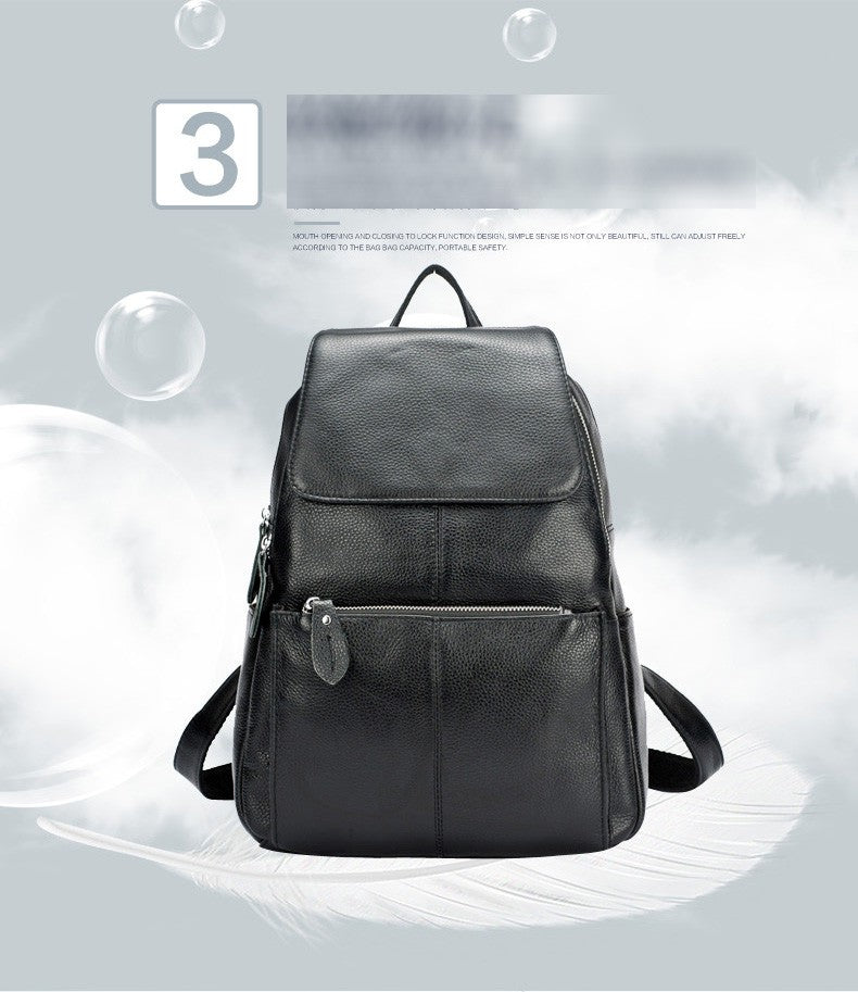 Zency Mochila Feminina Elegante Preta Branca Couro Genuíno Qualidade A++ Antifurto Grande Capacidade Mochila de Viagem Designer