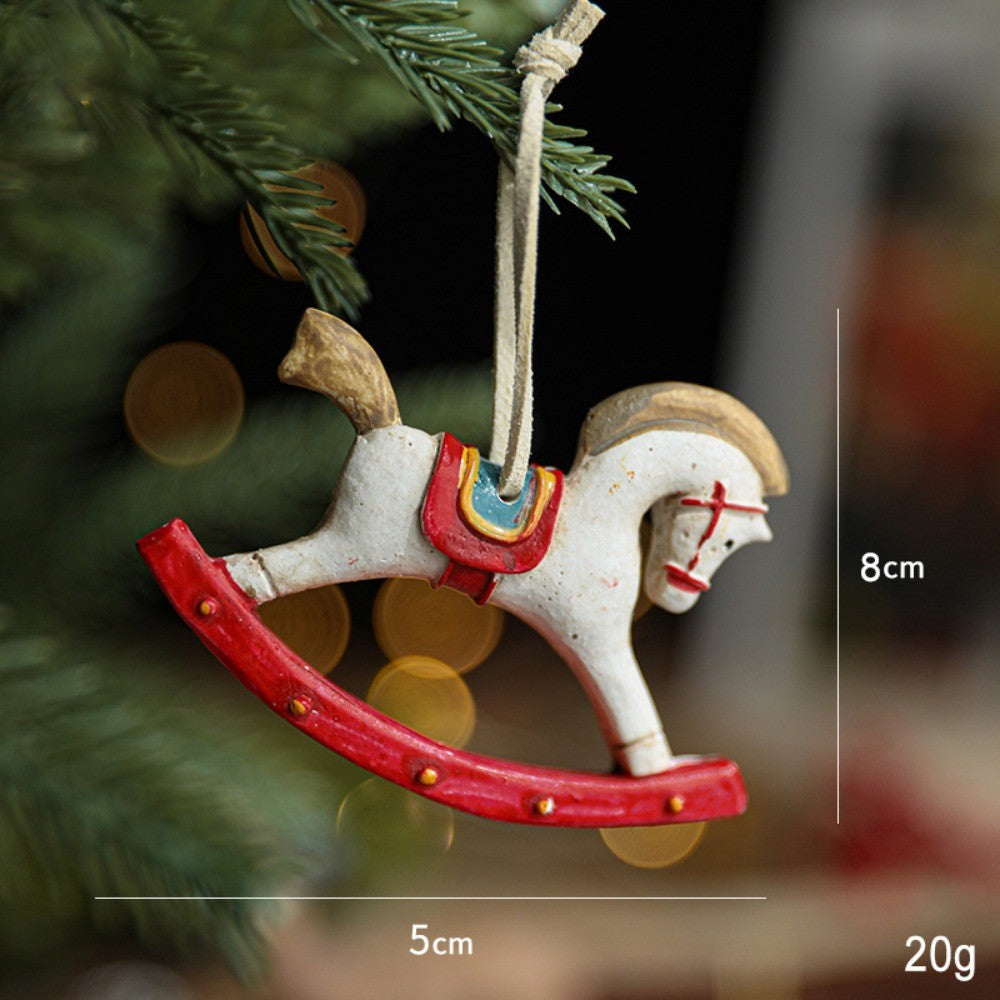 New Christmas Resin Pendant Horse Xmas Tree Decoration Christmas Socks Gift House DIY Kids Toys Gifts Xmas Ornaments