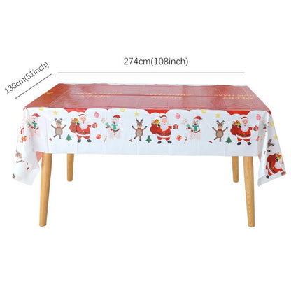 JUSTINLAU Christmas Cutlery Disposable Tableware Set Paper Plates Paper Cups Tissues Tablecloth Dining Plates Christmas Themed