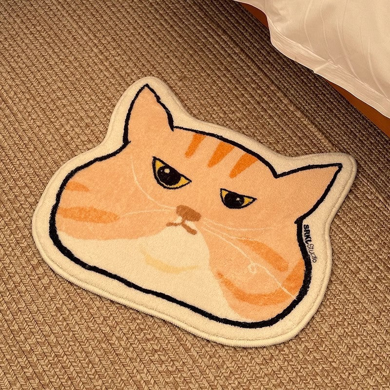 VIKAMA Cartoon Big Head Cat Floor Mats Waterproof Anti-Fouling Entrance Sofa Living Room Bedroom Home Decoration Carpet