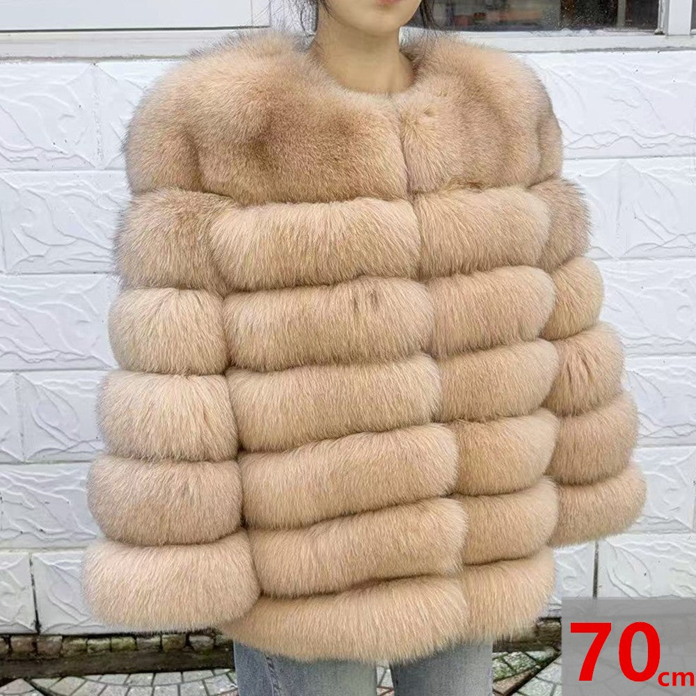 QUEENTINA Fox Fur 70cm Coat Real Winter Women'S New Fashion Furry 2025 Leather And Skin White Natural New In Coats & Jackets