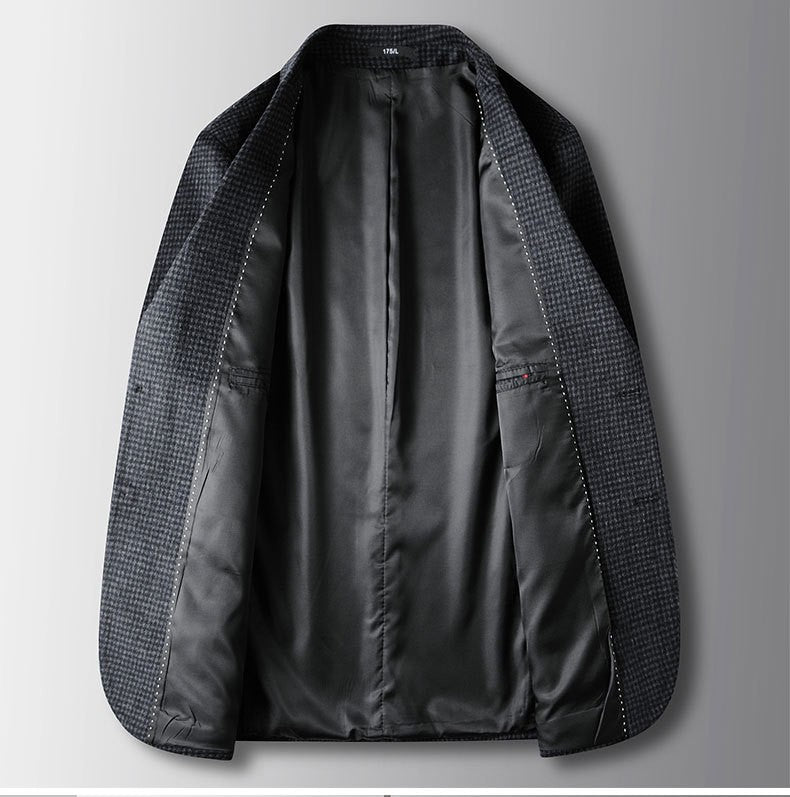 Autumn Winter New Fashion Men's Simple  Casual Business Trendy Loose Cotton Suit Blazers Male Houndstooth Coats Tops Clothes