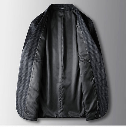 Autumn Winter New Fashion Men's Simple  Casual Business Trendy Loose Cotton Suit Blazers Male Houndstooth Coats Tops Clothes