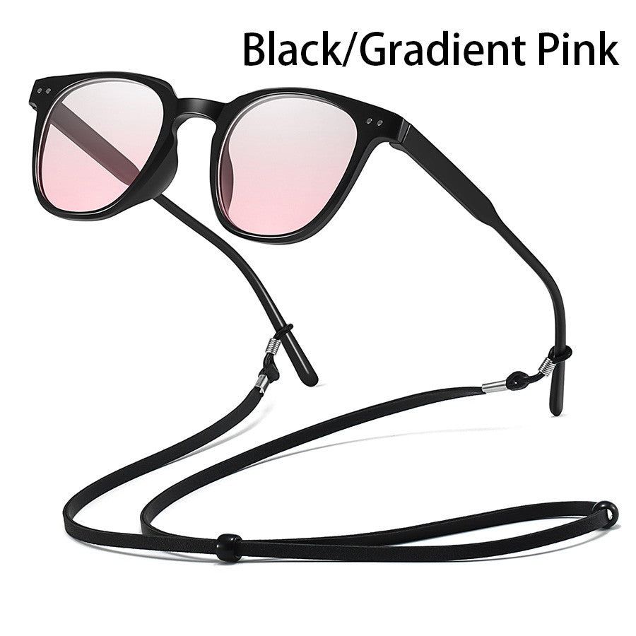 Fashion Small round Sunglasses Gradient Pink Lenses Classic Unisex Powder Blusher with Metal Nail Decoration for Women And Men