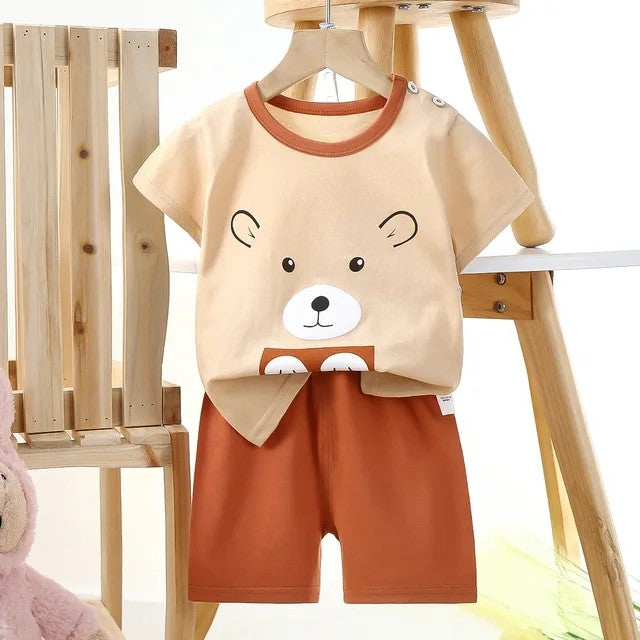 Summer cartoon T-shirt Shorts Children's boys Set Cotton Tees Pants Leisure Boys And Girls Babies Clothes Casual 2pcs