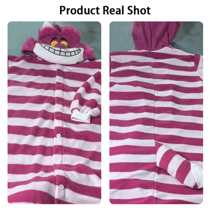 Cheshire Cat Onesie Pajamas Cosplay Costume for Adults Family Animal Outfit Stage Performance Anime Convention Party Halloween