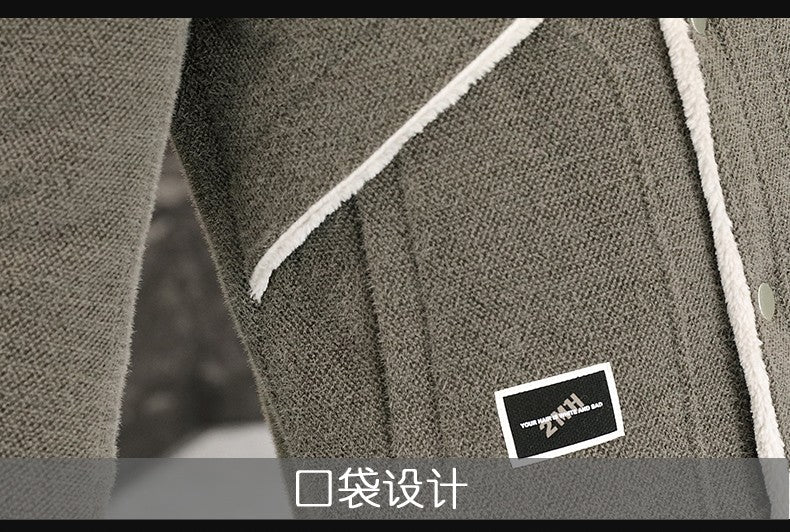 2023 Winter Men's Woolen Jacket Plus Velvet Padded Warm Trench Coat Fashion Casual Business Streetwear Overcoat Men Clothing