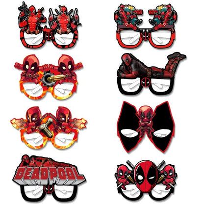 Marvel Comics Deadpool Kawaii cartoon pattern funny glasses set anime merchandise small gift