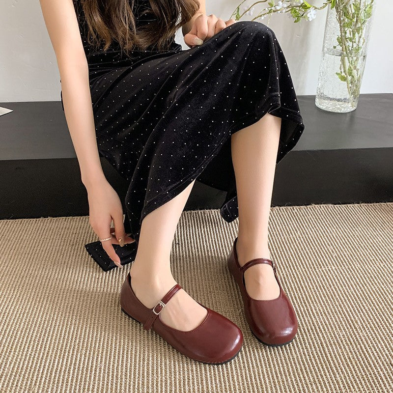 2025 New Elegant Comfortable and Versatile Woman Round Toe Lady Barefoot Flats Elegant Soft Sole Ballerina Party Mary Jane Shoes