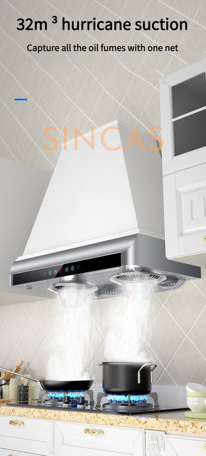 Ultrathin Range Hood For Kitchen Top Suction Dual Motor Strong Suction Force Kitchen Ventilator Energy Conservation Wide 710mm