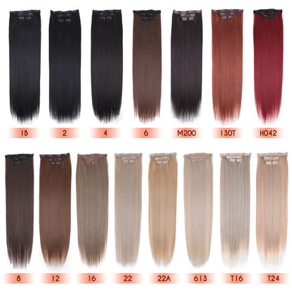 FASHION IDOL Long Straight Hairstyle 8 Clips In Hair Extensions Blonde 60CM Natural Synthetic Hair Daily Use Hairpiece Fake Hair