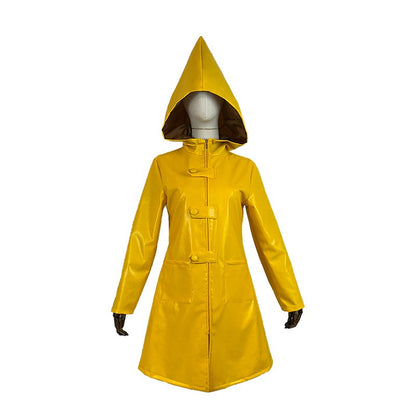 Little Nightmares Six Cosplay Costume Little Nightmare Yellow Raincoat PU Leather Cloak for Adults Children Halloween Costumes