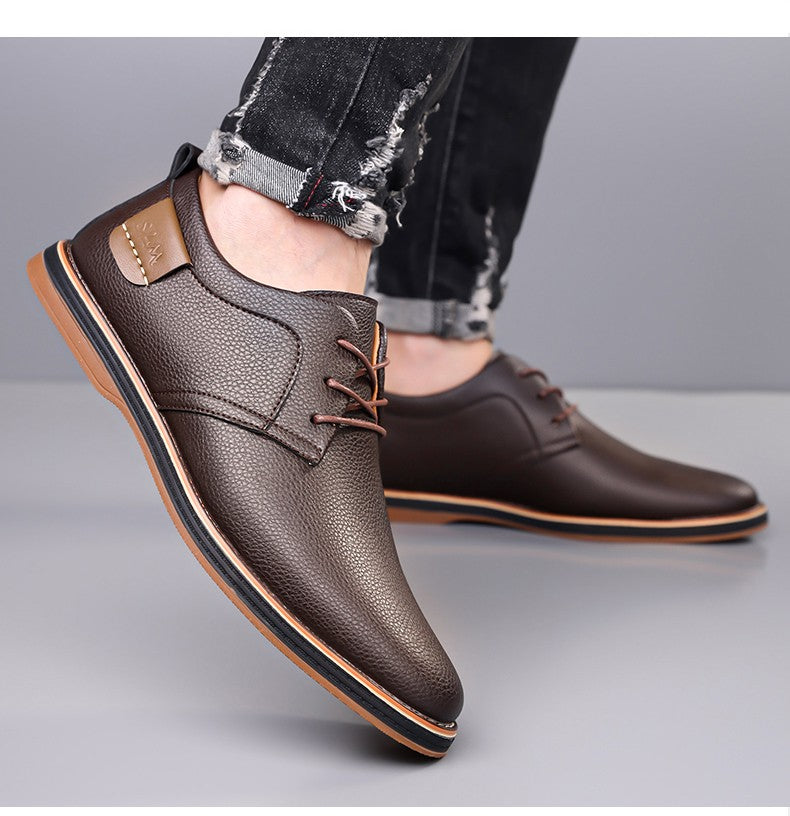 Men's Casual Business Leather Shoes Men Fashion Lace-up Derby Shoe Mens Light Comfortable Outdoor Driving Flats