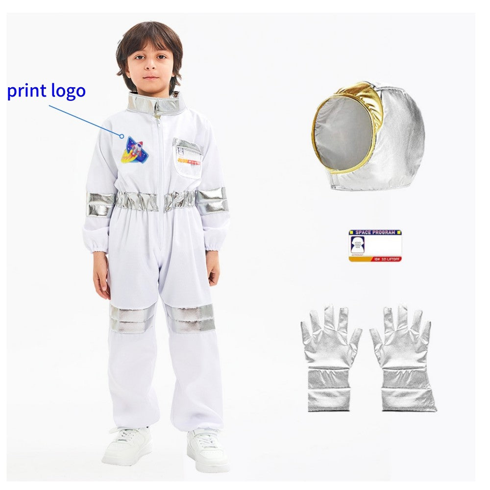 Halloween Astronaut Cosplay Costume Kids Boy Girl Jumpsuit Cartoon Space Party Spaceman Outfit White Spacesuit Bodysuit Clothing