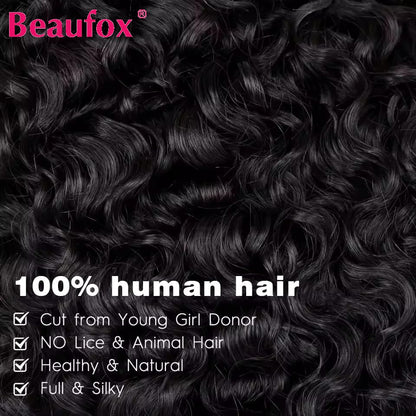 Beaufox Burmese Curly Hair Bundles Pixie Curly Bundles Human Hair Virgin Water Wave Human Hair Bundles Ocean Spiral Curly 30”