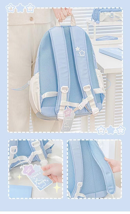 Mochila creme para estudantes com design simples e fofo de alta aparência Mochila leve e espaçosa para a dor nas costas