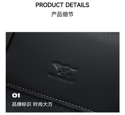 Septwolves Luxury Leather Backpack for Men Monogram Printed Stylish Laptop Backpack 15 Inch Travel Bag Black Business Backpack