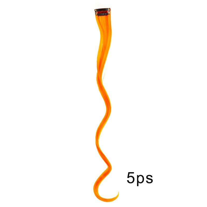 5pcs Colorful Curly Wavy Hair Extensions 18 inch Synthetic Wave Clip-In Hairpieces for Women Cosplay Christmas & New Year Gifts