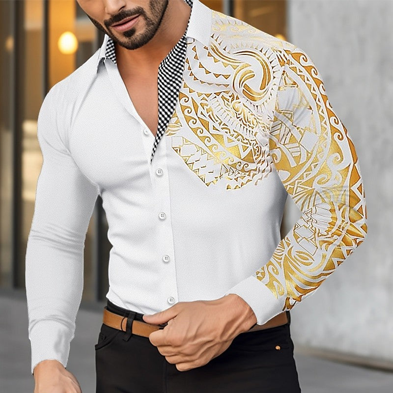 Men's Shirt Buttoned Hawaiian Shirt Long Sleeve Shirt Lapel Men's Clothing Soft Comfortable Shirt Fashion Button Design