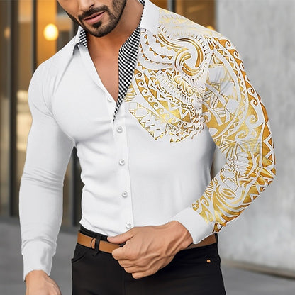 Men's Shirt Buttoned Hawaiian Shirt Long Sleeve Shirt Lapel Men's Clothing Soft Comfortable Shirt Fashion Button Design