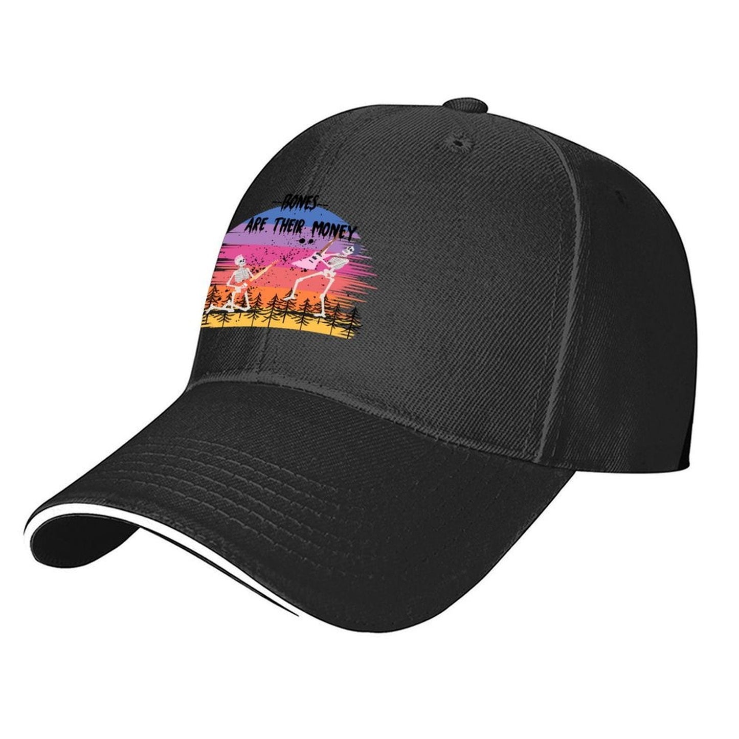 Bones Are Their Money T-Shirt Skeleton Playing Guitar Retro Vintage Baseball Cap Winter hat tactical cap For Man Women's