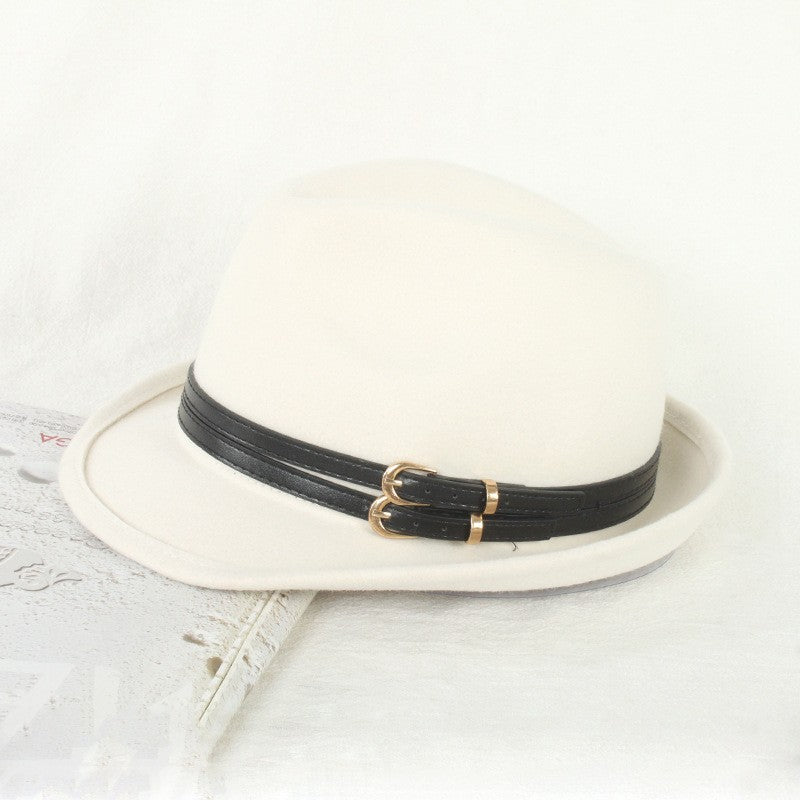 Outono Inverno Nova Moda Lã Feltro Chapéu Versão Coreana Boina Retrô Elegante Senhoras Chapéu de Jazz Aba Larga para Mulheres??