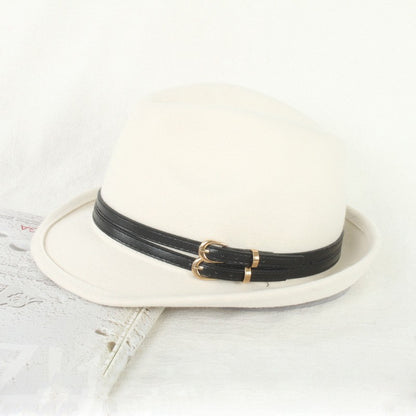 Outono Inverno Nova Moda Lã Feltro Chapéu Versão Coreana Boina Retrô Elegante Senhoras Chapéu de Jazz Aba Larga para Mulheres??